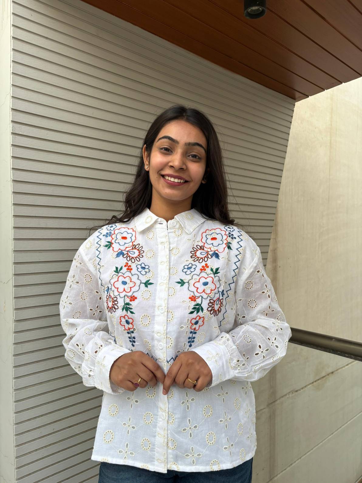 Embroidered Cotton Cutwork Shirt