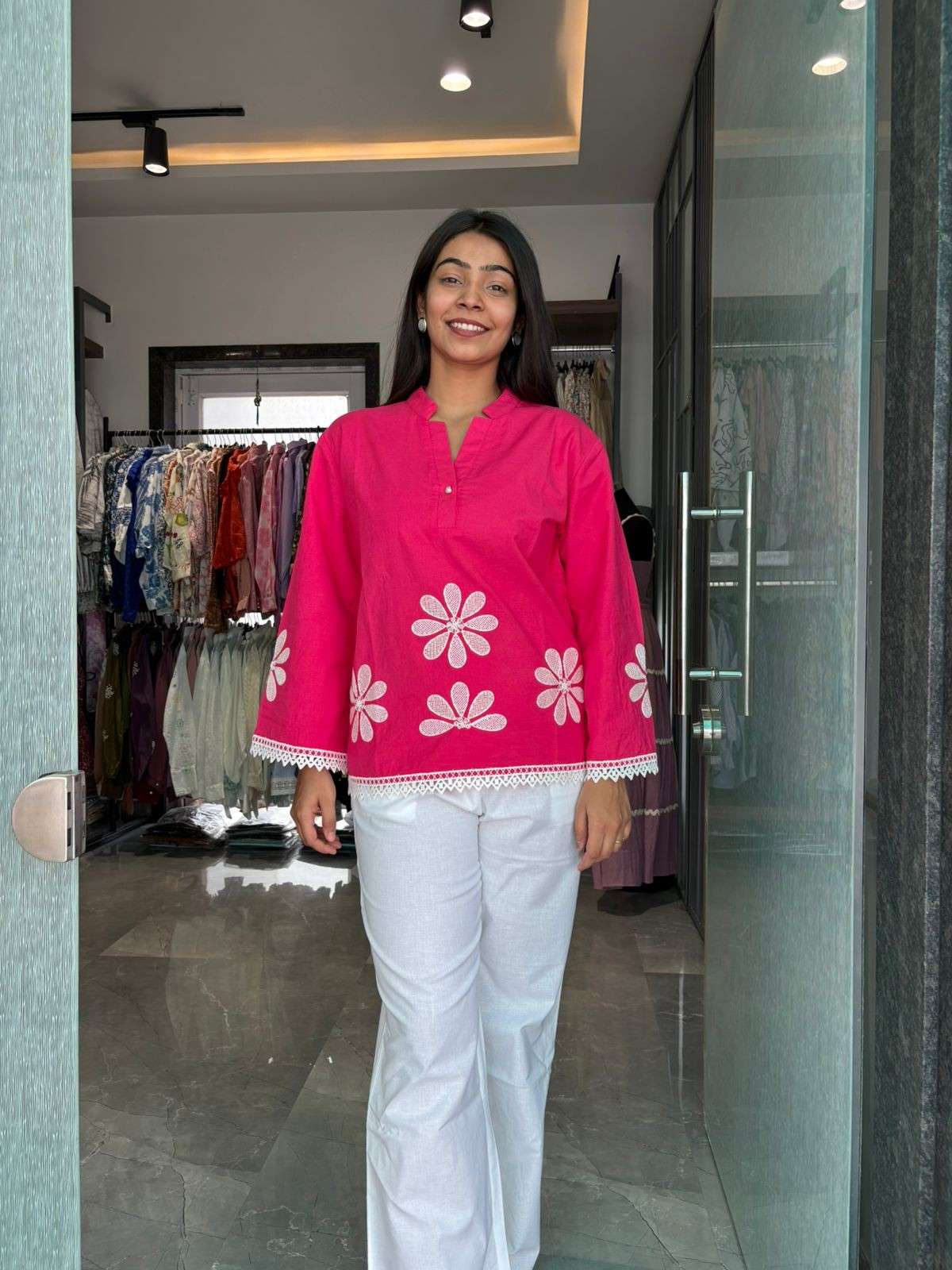 Embroidered linen Top