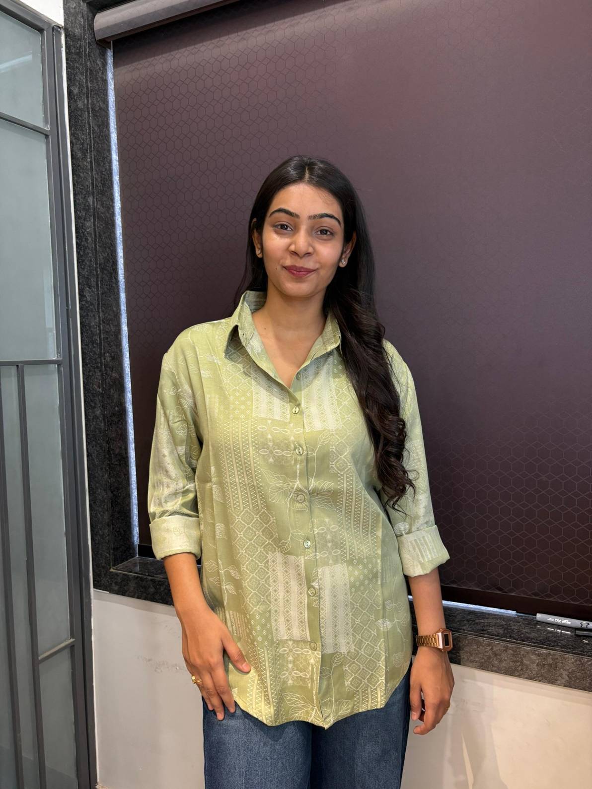 Self design Solid shirt