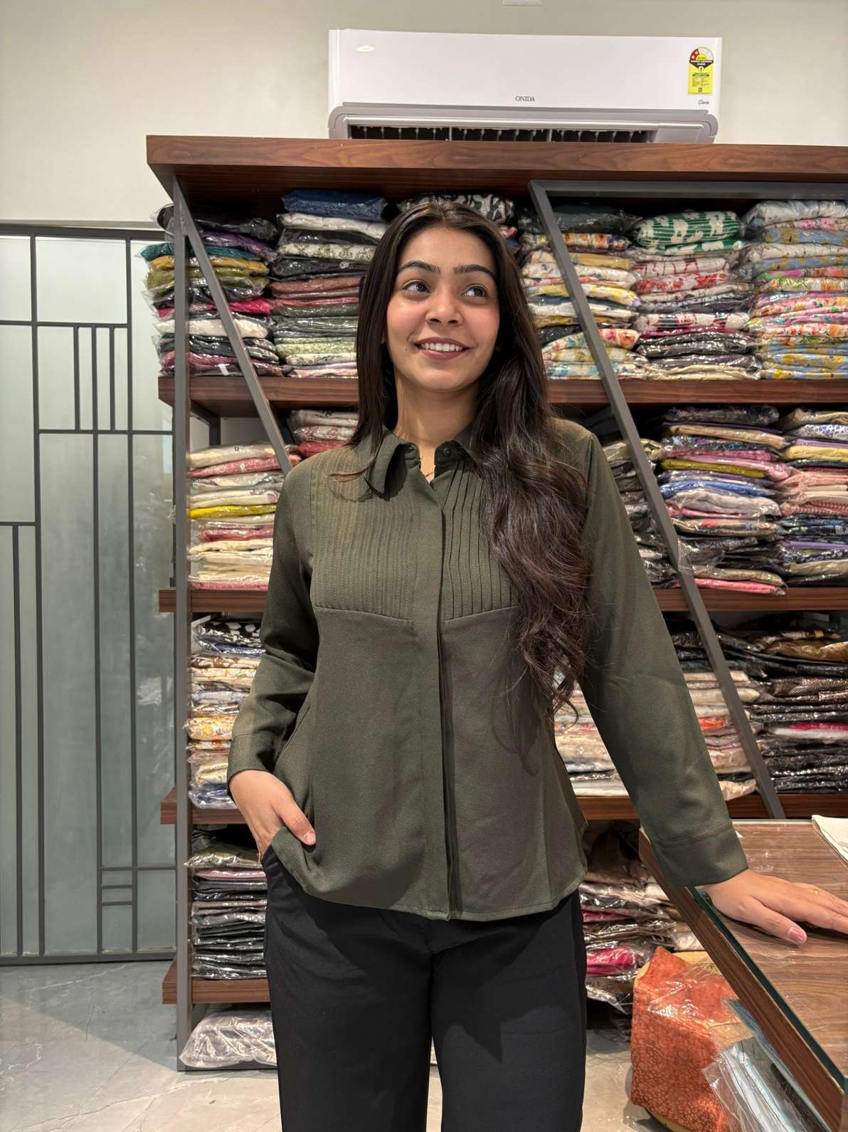 Imported pleated shirt