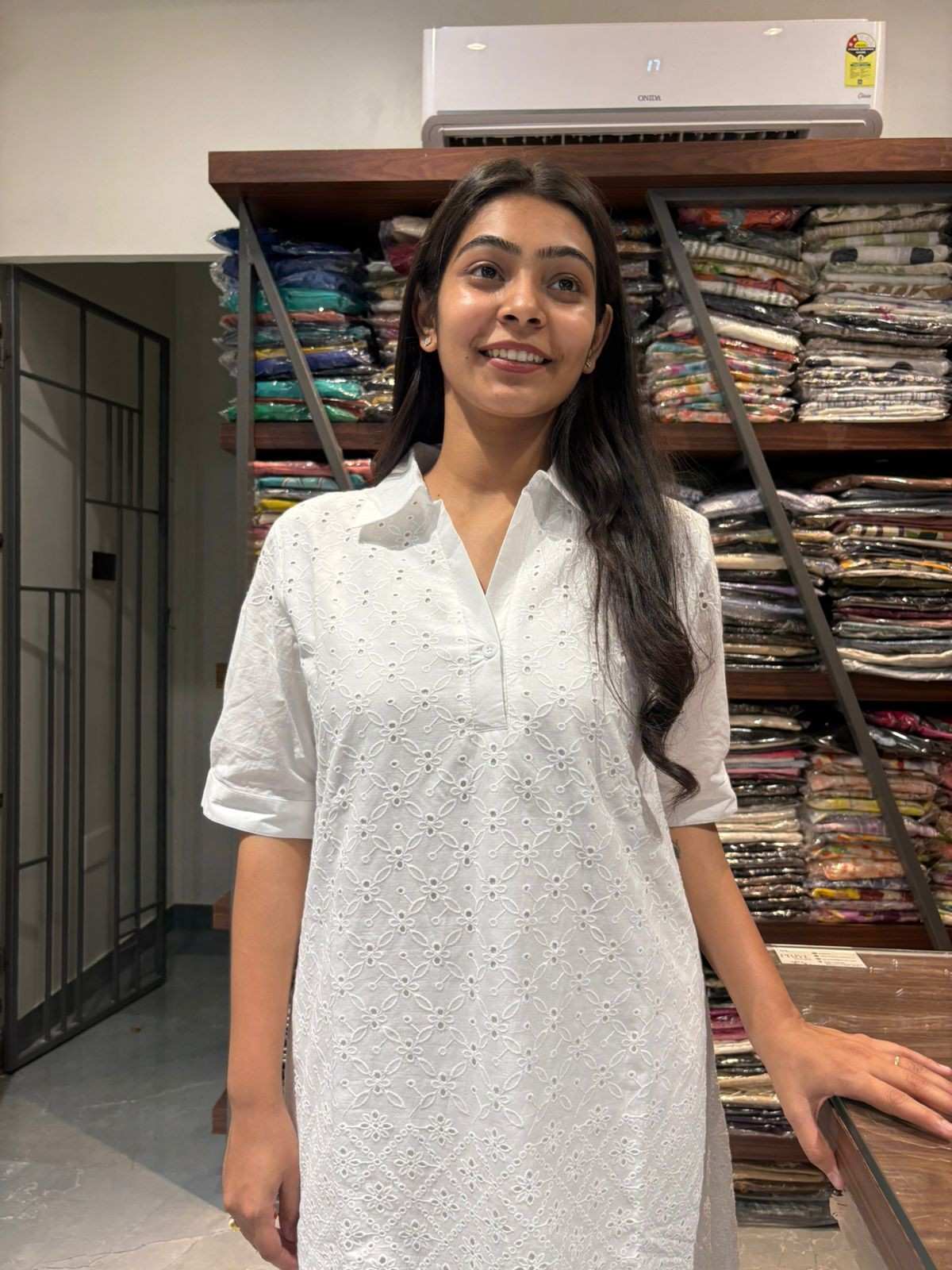 Cutwork cotton long utwork cotton long coordset