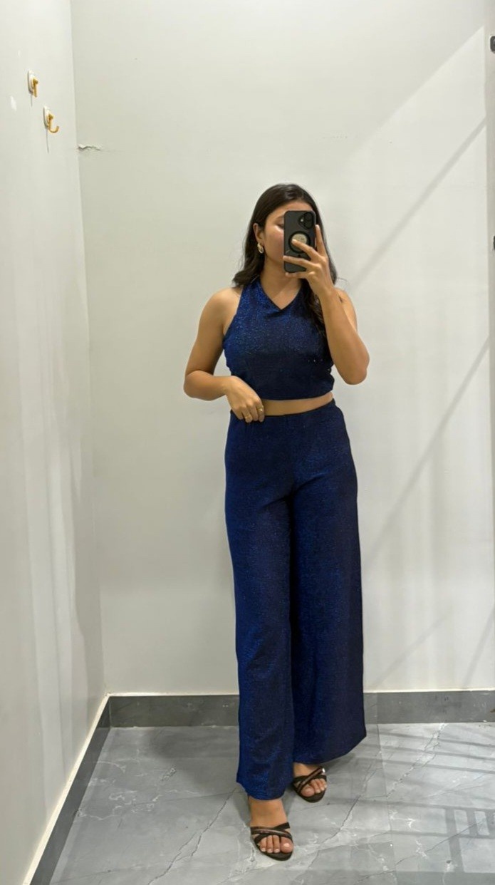 Cocktail shimmer crop top coordset