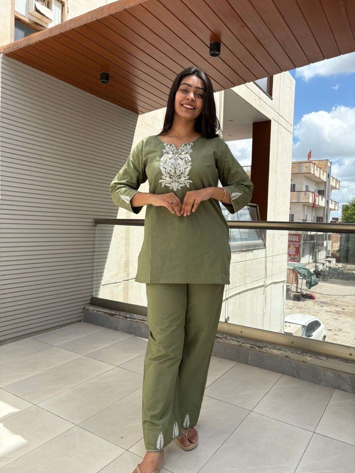 Cotton embroidered Tunic coordset