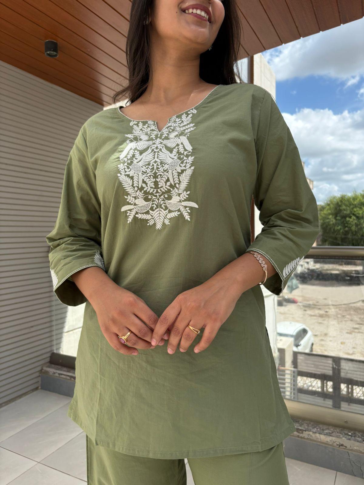 Cotton embroidered Tunic coordset