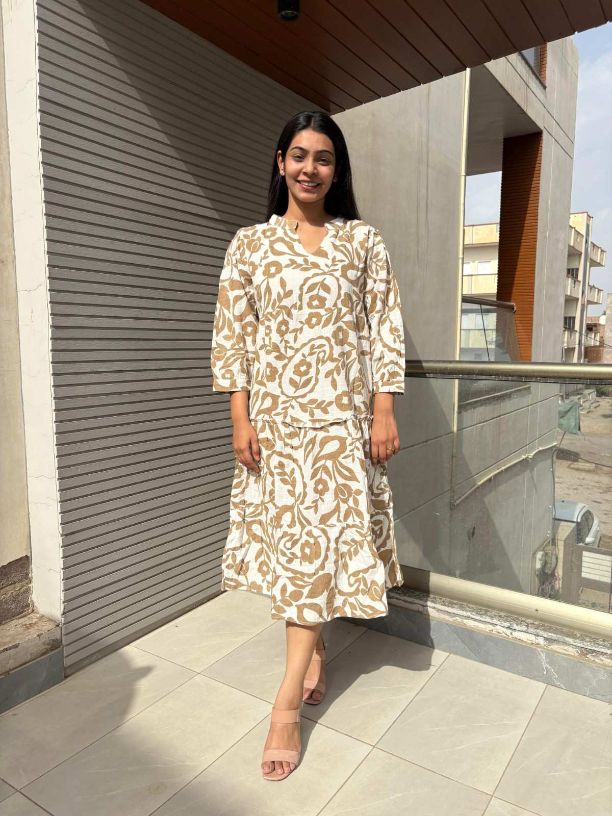 Cotton vintage brown dress