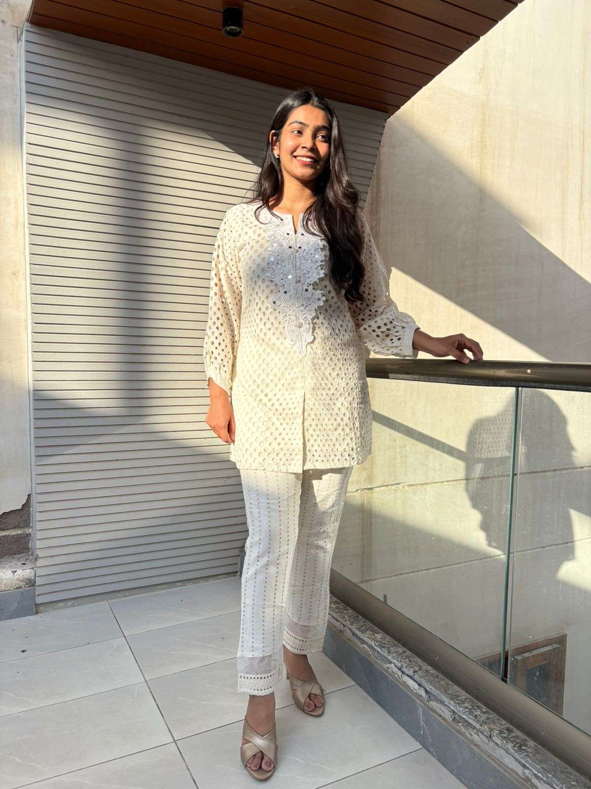 Cutwork cotton Laced coordset