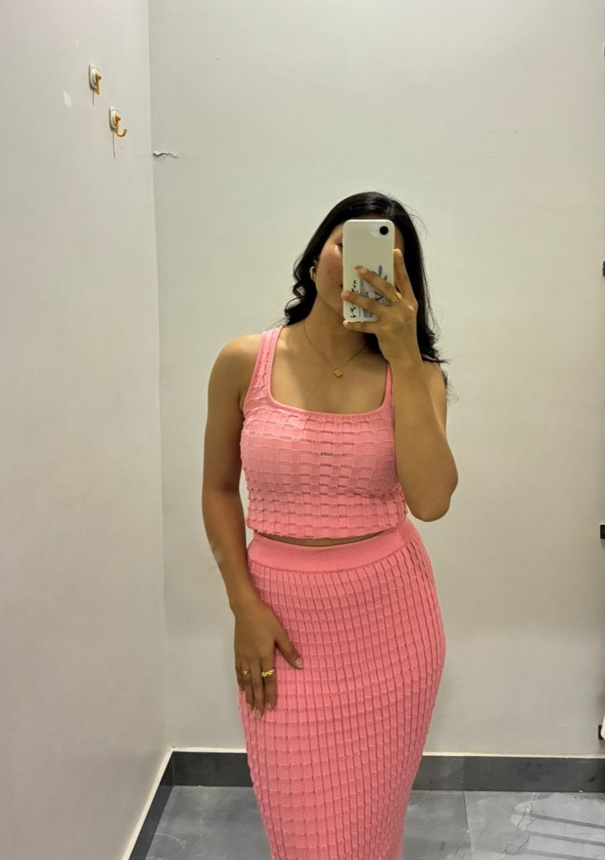 Knitted cami top skirt coordset