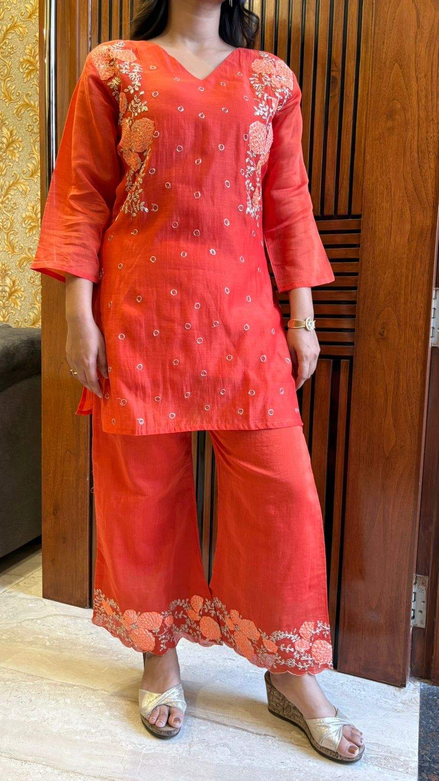 Chanderi pita work coordset