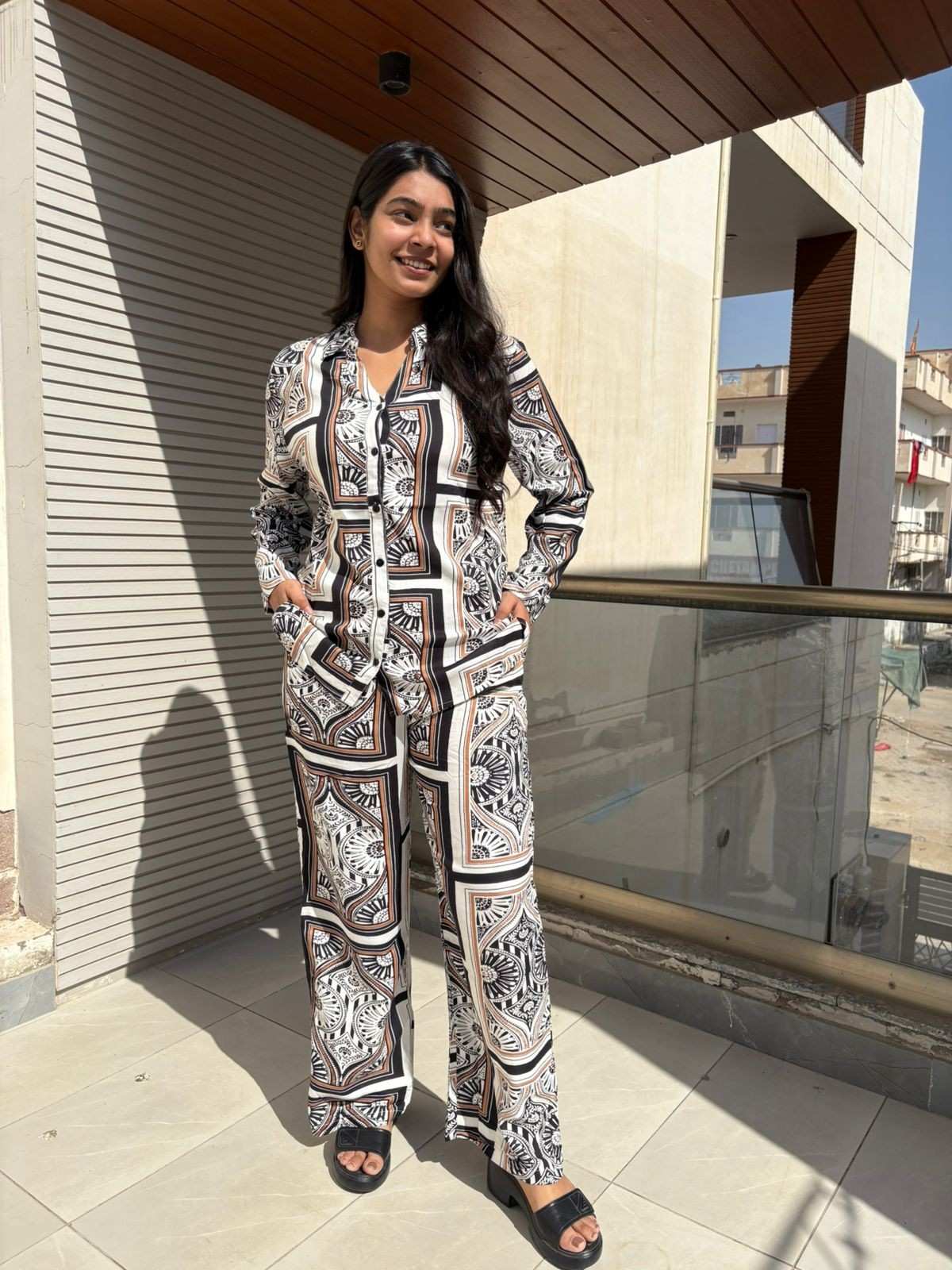 block printed Shirt coordset