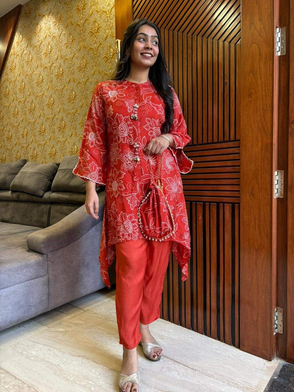 Bandhej light party wear coordset