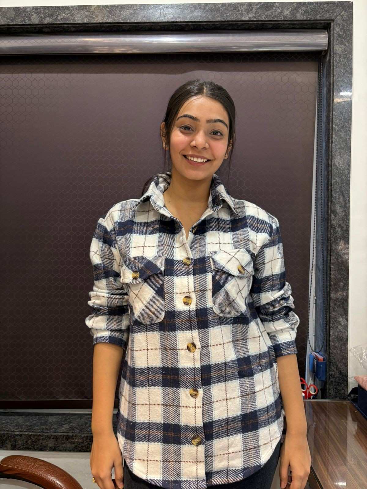 Checks woolen shacket