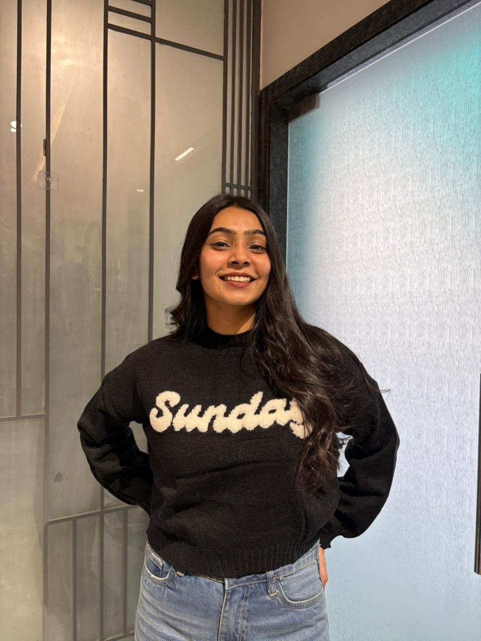 Woolen crop pullover