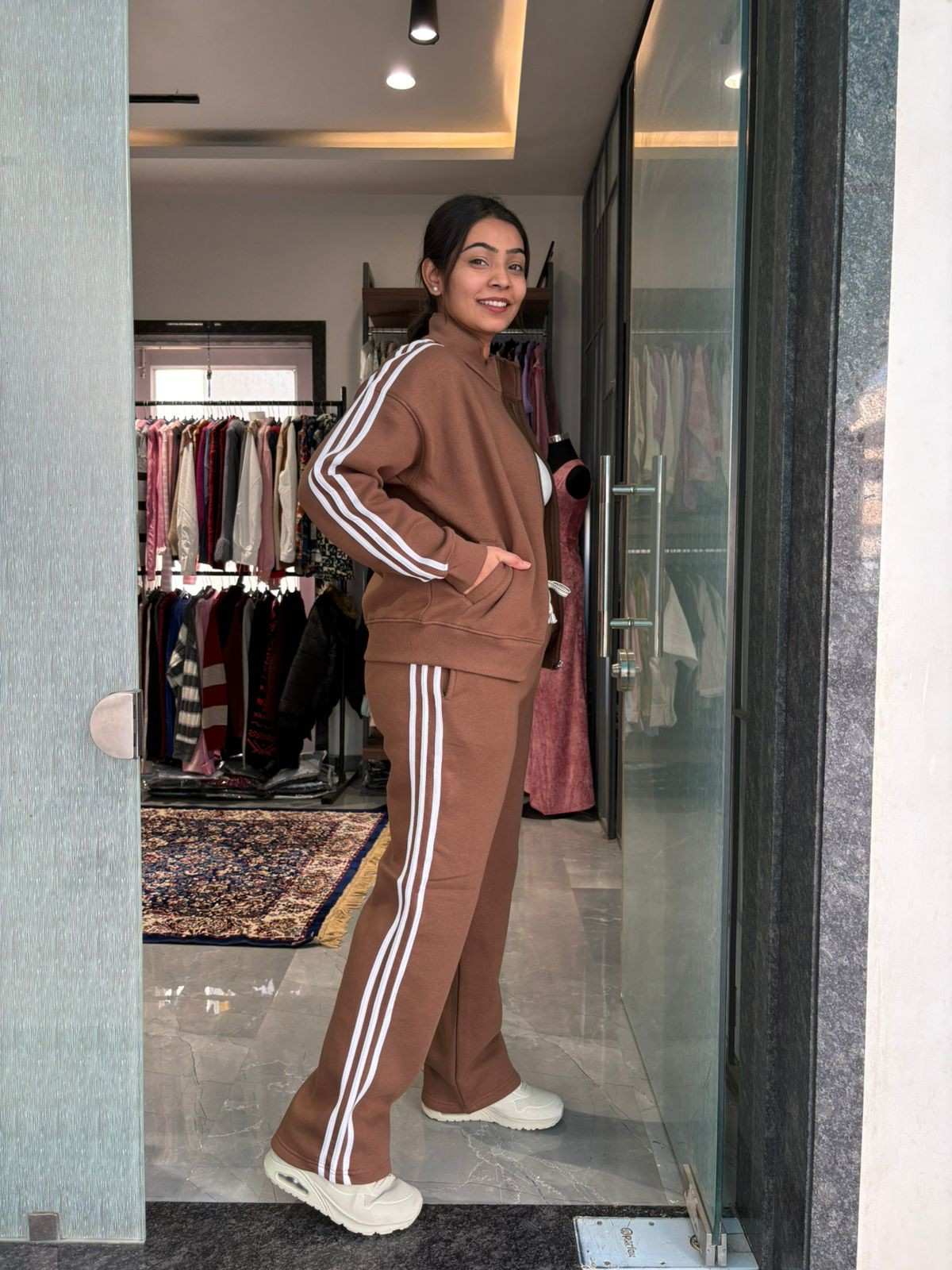 Woolen fleece lining track suit